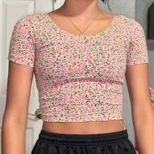 floral print american apparel crop top